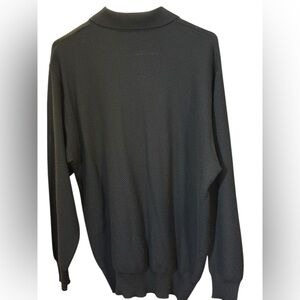 Como Sport Italian Merino Wool Polo Sweater Black Large